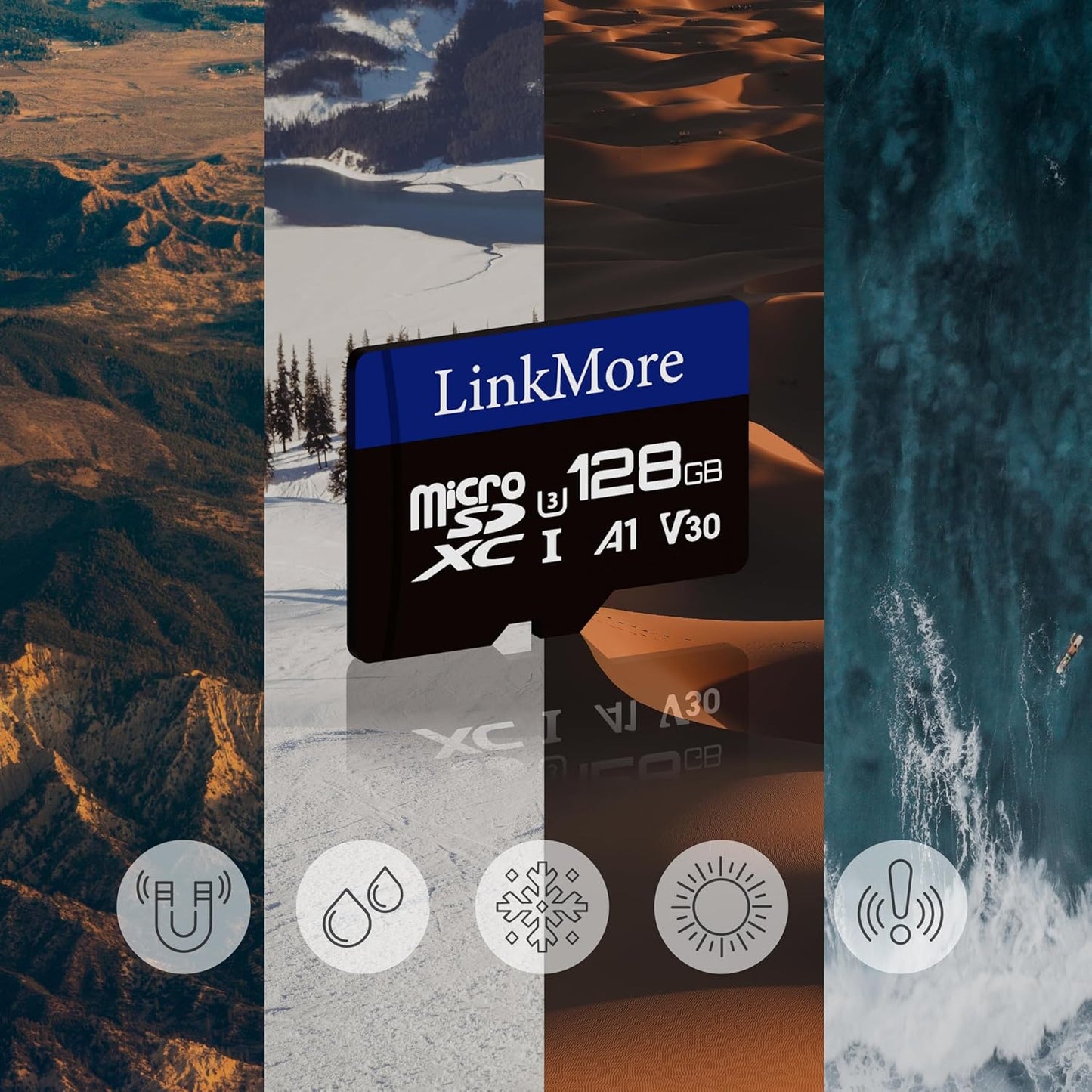 LinkMore XV13 128GB A1 U3 V30 10, 95 60 MicroSD Memory Card, MicroSDXC UHS-I Class Read Up to MB/s, Write Up to MB/s