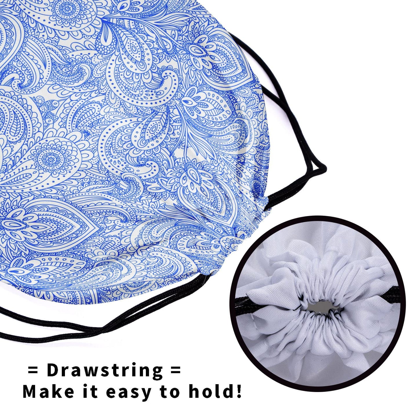Blue White Floral Grip Bag - Traditional Flower Grip Bags for Gymnasts with Teal Flowers, Adjustable for Personal Equipment