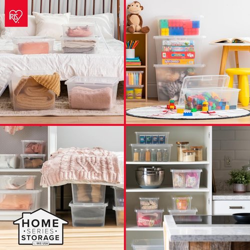 IRIS USA Storage Bins - 10-Pack Clear Stackable Shoe Boxes with Lids | 28 Quart for Organized Closets