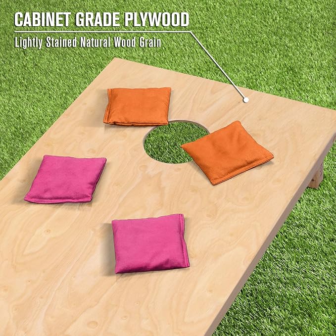 GoSports Regulation Size Wooden Cornhole Set with Natural Wood Finish - Includes Carrying Case