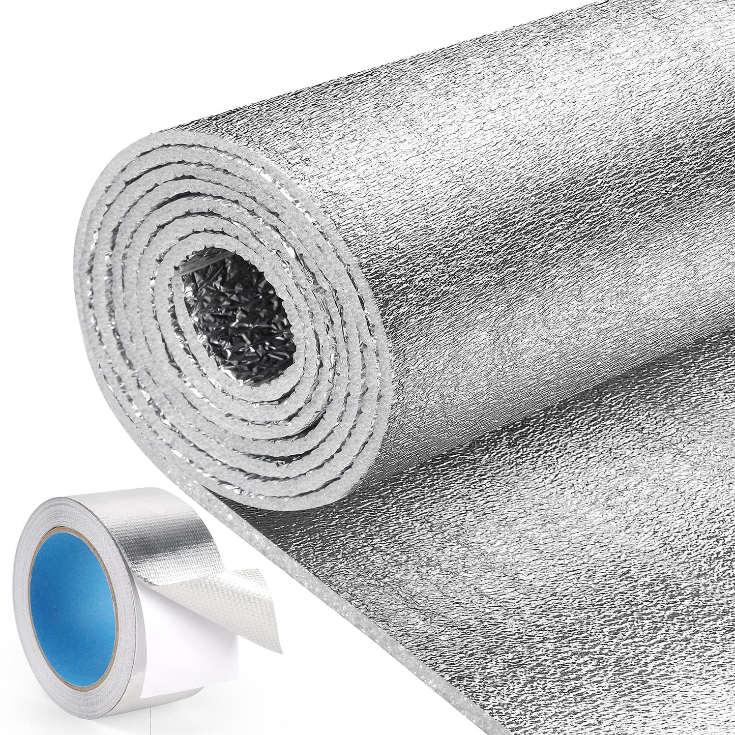 HADOR Reflective Window Film Insulation Roll 48 in X 10 Feet, Foil Aluminum Roll Double-Sided Foam Core, Summer Window Heat Blocker for RV/Windows/Garage Door - Folded Package
