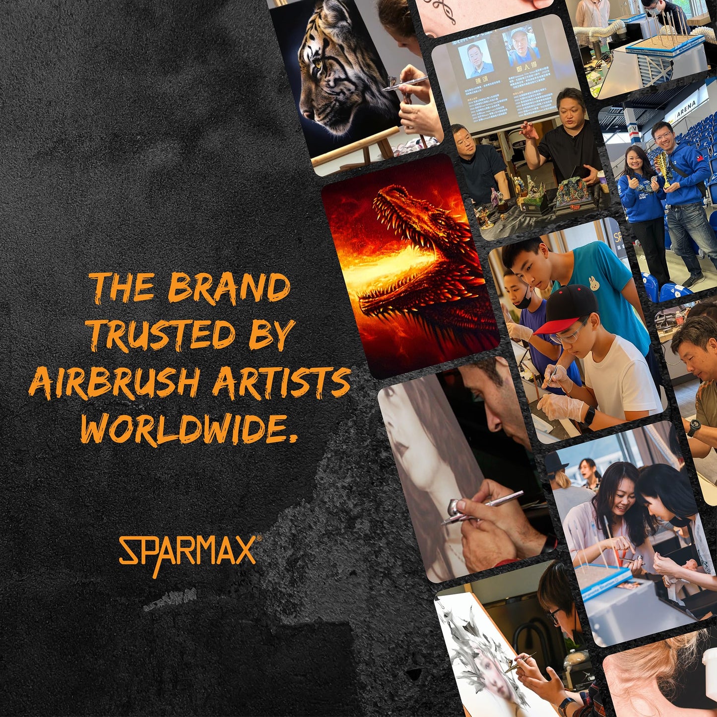 SPARMAX ARISM Mini Airbrush Compressor – Compact, Quiet, Oil-Free Air Compressor with Adjustable Pressure, Built-in Holder, Braided Hose – Portable for Art, Makeup, Nail Design & More