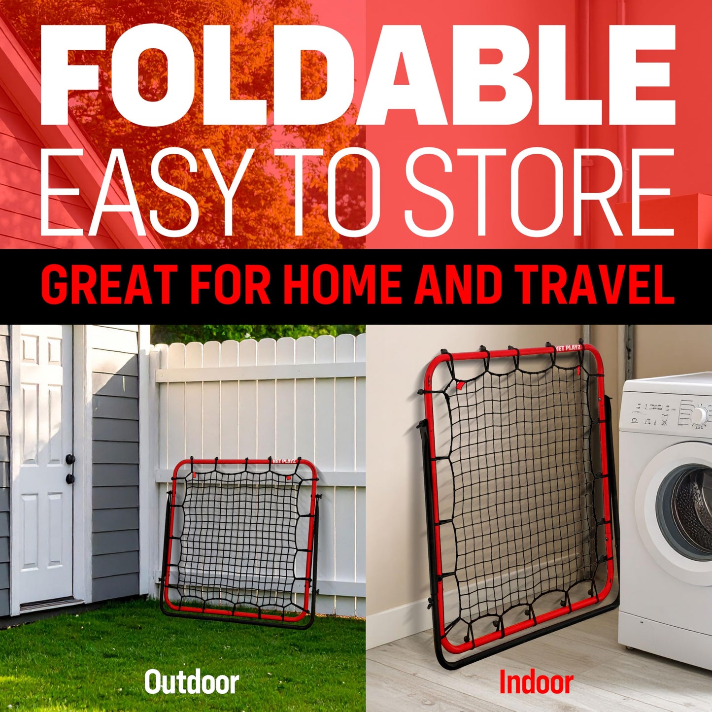 Soccer Rebounder Kickback Football Rebound Net (Adjustable Angle) Portable Easy Setup