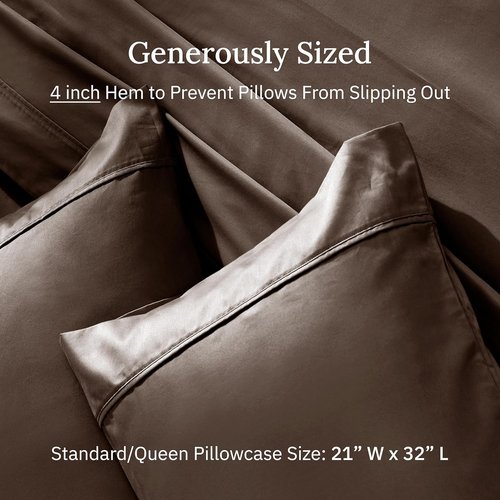 California Design Den Pillowcase Set - Soft 400 Thread Count Sateen, 100% Cotton, Set of 2, Espresso Brown