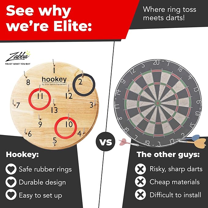 Elite Sportz Equipment Ring Toss Game | Sturdy Wooden Board Set for Kids Outdoor Games | Camping Activities - Adults & Kids Picnic