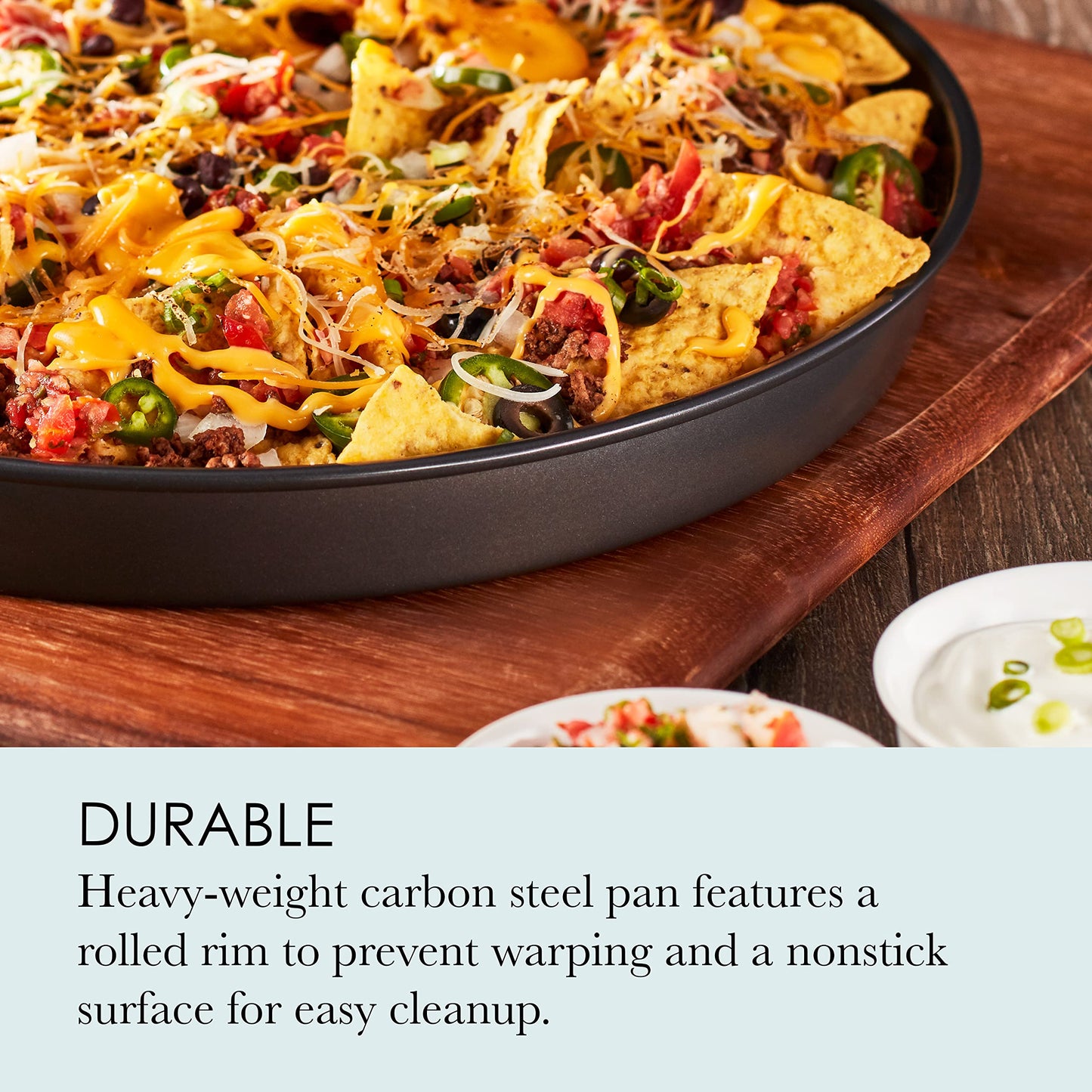Chicago Metallic 14-Inch Deep Dish Pizza Pan, Nonstick Carbon Steel Bakeware for Chicago-Style Pizza, Cookie Cakes, Thick Crust Pizzas, and More