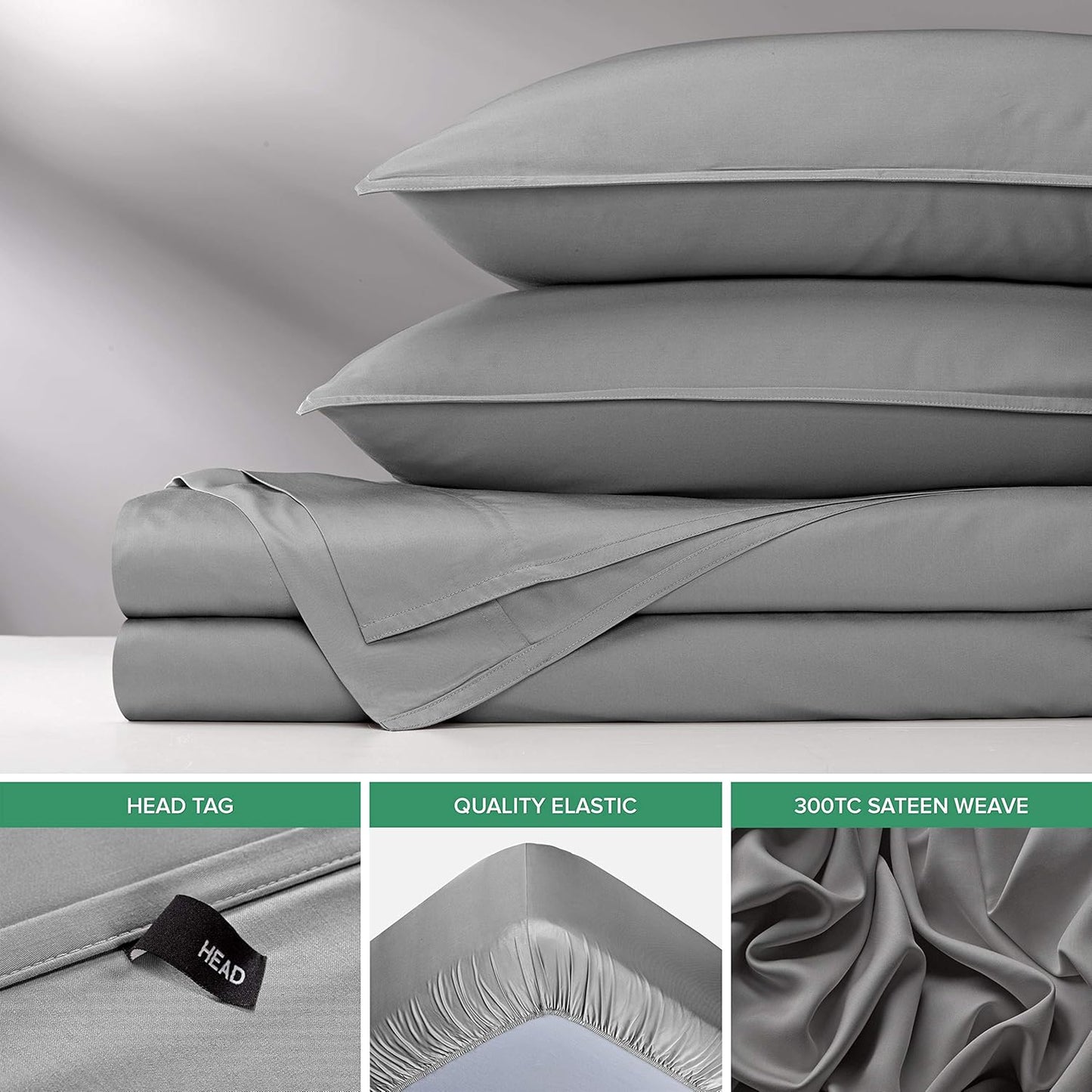Pure Bamboo Queen Sheets - Luxuriously Soft 100% Organic Viscose Bed Sheet Set | Cooling & Durable (Queen, Stone Grey)