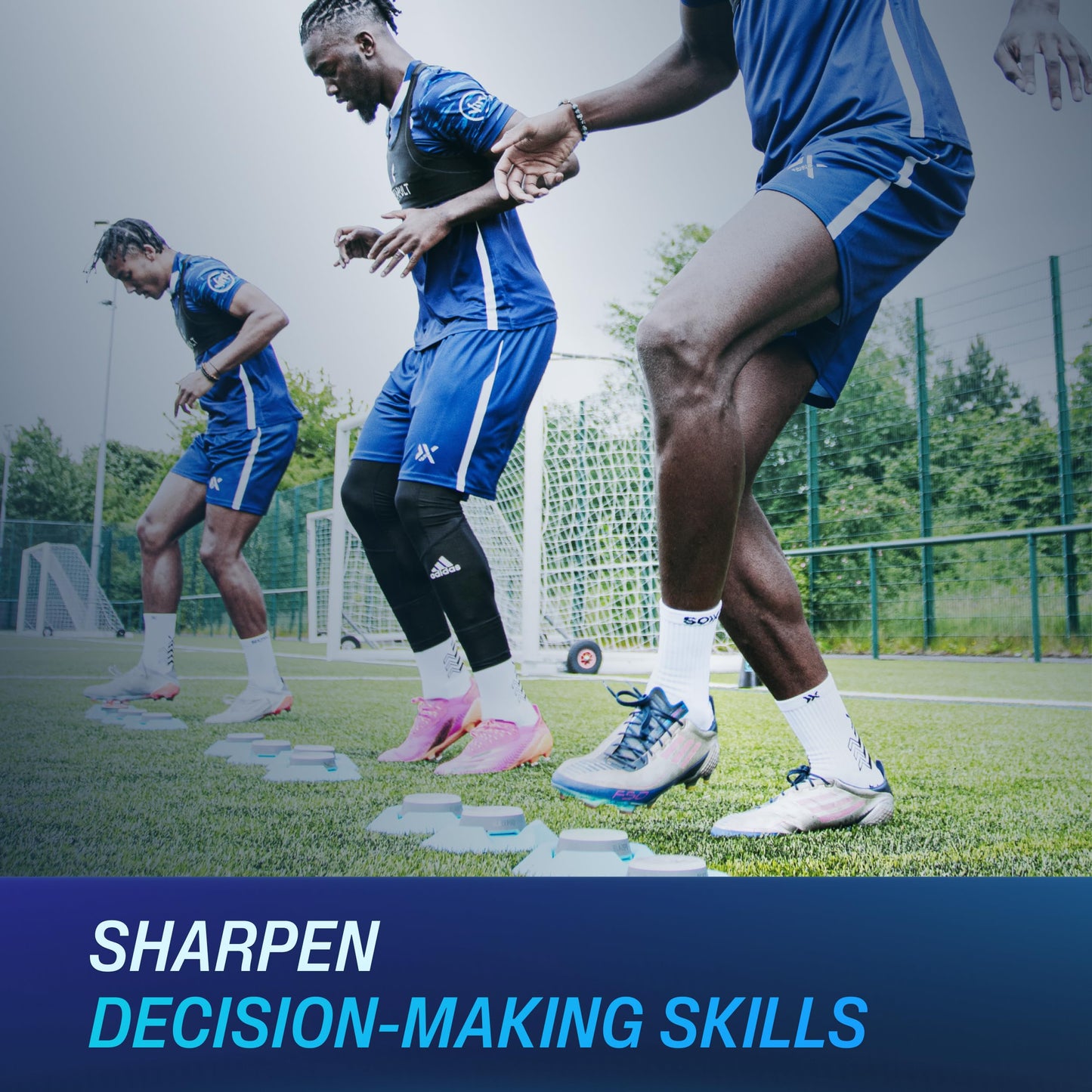 BlazePod Soccer Reaction Training Kit – 4 Smart Light Pods for Speed, Ball Control & Game IQ – Football Reflex Training for Players & Coaches – App Access Included