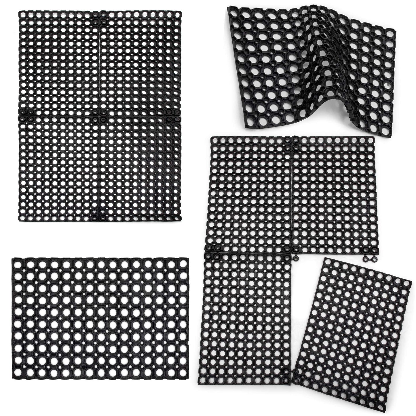 SafetyCare Interlocking Rubber Drainage Floor Mat - Anti-Fatigue - 24 x 16 inches - 2 Mats