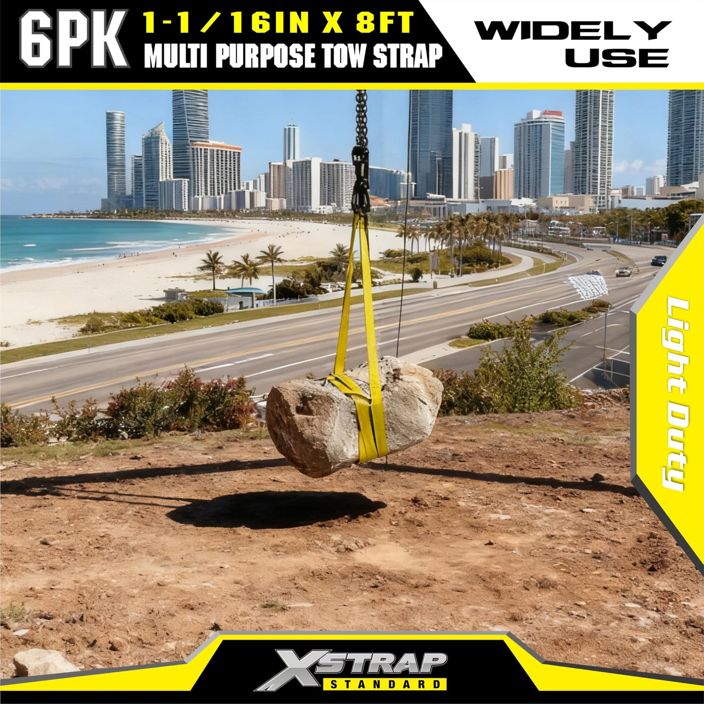 XSTRAP STANDARD 6PK 1" x8' Lift Sling Web Strap/Wear Guard End, 4,000 lbs Break Strength Lifting Straps with 2 Reinforced Loops for Tree Saver Lifting Furniture Appliances Machine