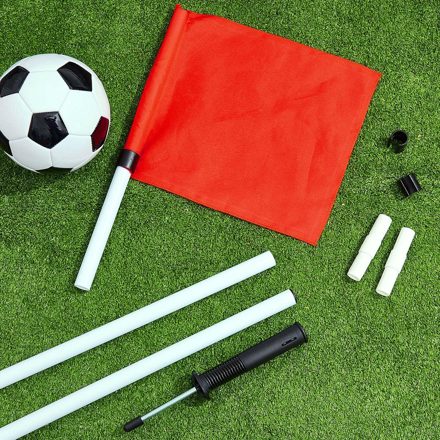 VitalCozy 4 Pcs 2 in 1 Soccer Corner Flags Agility Poles for Field 5 ft Portable Spring Loaded Flags Soccer Poles Dribbling Football Equipment for Training