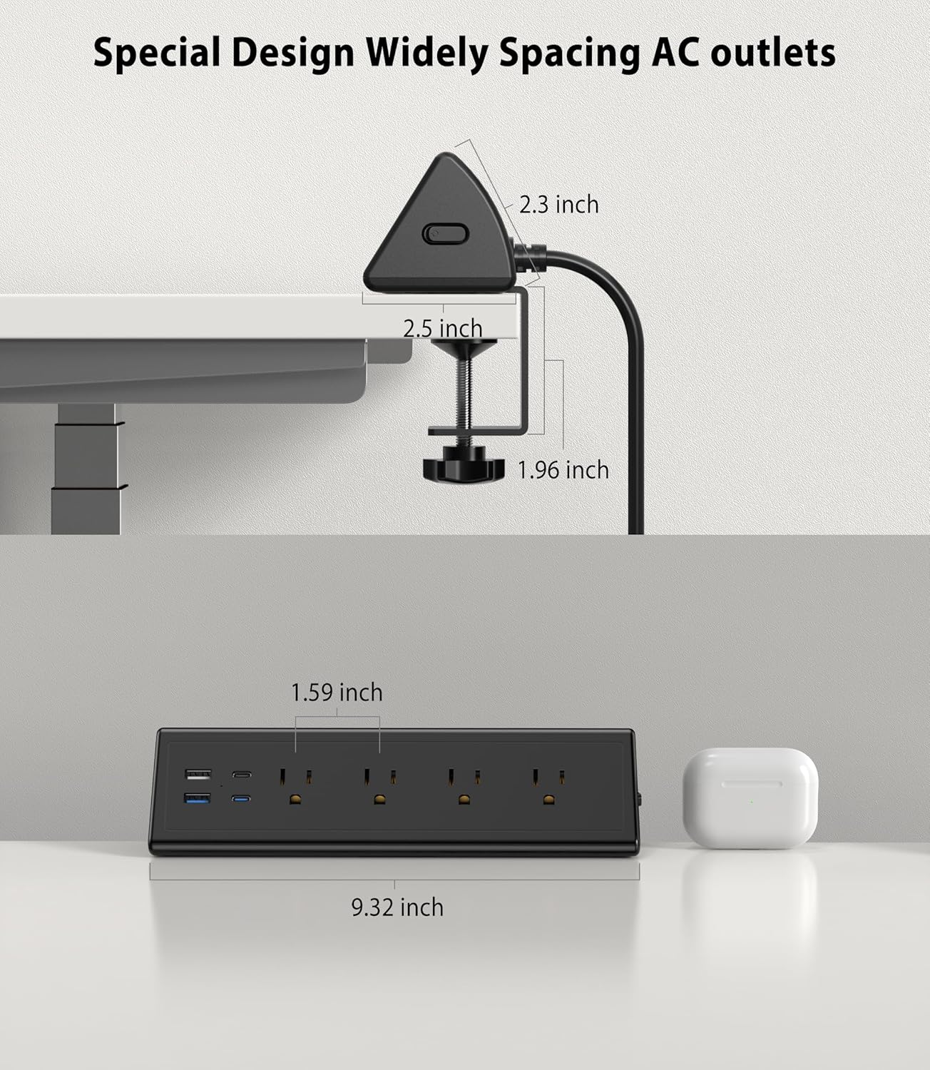 Jgstkcity Strip,20W Mount,1875W Outlets,2 USB-C,2 6 Desk Clamp Power Fast Charging Station,Surge Protector Nightstand
