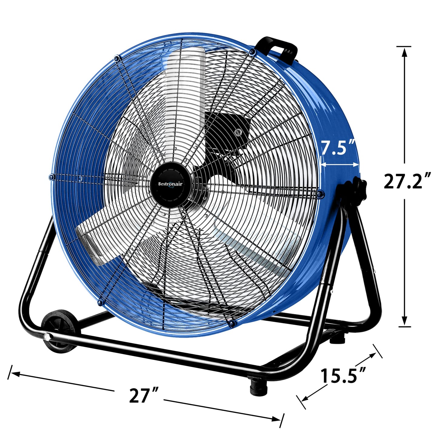 Bestronair 24 Inch High Velocity Drum Fan, 8100CFM Heavy Duty Industrial Floor Fan for Garage, 360° Tilt Metal Shop Fans with 3 Speeds for Warehouse, Factory, Commercial, Basement, Workshop, Gym