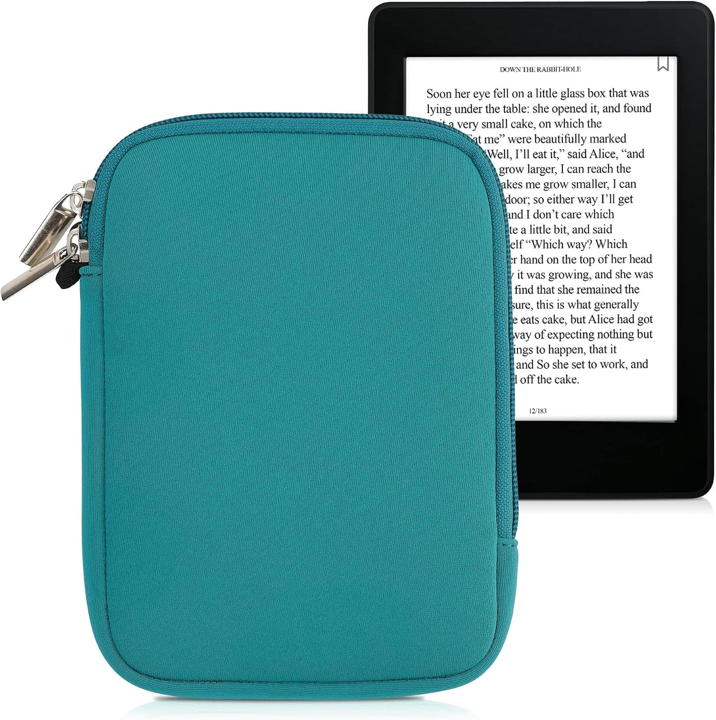kwmobile 6" Neoprene e-Reader Pouch Size eReader - Universal eBook Sleeve Case with Zipper - Petrol