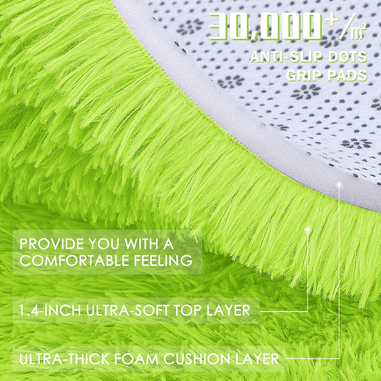 OLANLY Large Area Rug - Soft Fluffy Shaggy Carpet for Living Room & Bedroom | 8x10, Lime Green