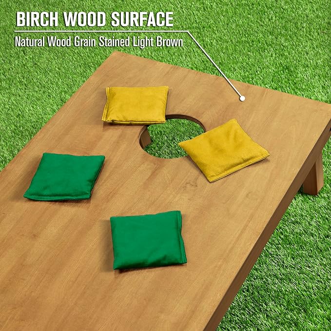 GoSports 4 ft x 2 ft Regulation Size Wooden Cornhole Boards Set - Includes Carrying Case - Full Regulation Size Bean Bag Toss Boards