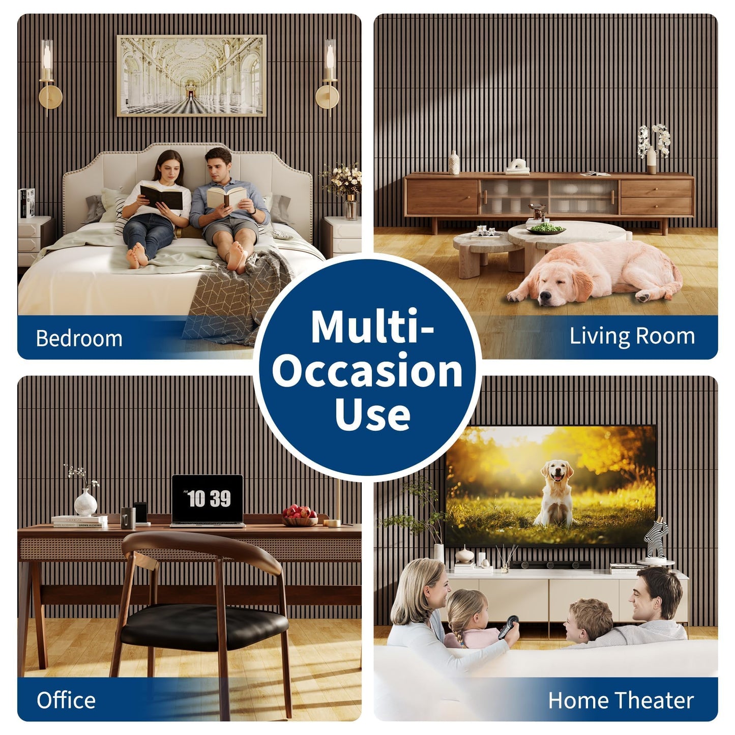 Sound Panels,8-Pack Wood Acoustic Wall Panels, 23.6x23.6 Inch,Sound Absorbing Tiles for Noise Reduction - Decorative Wall Covering for Home Theater, Studio, Office, Bedroom & Living Room Decor (31 Sq