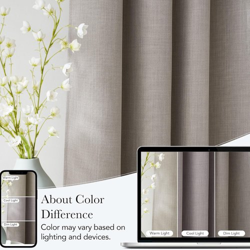 NICETOWN Blackout Curtains - Short Faux Linen Angora Privacy Panels, 63 Inches Long, Modern Farmhouse Style, 2 Panels (W42 x L63)