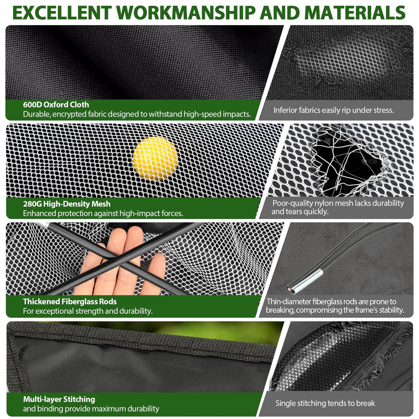 Golf Net, 10x7 Ft Practice Hitting Golf Net with Tri-Turf Mat, Ball, Tee, and Carring Bag, All-in-One Multi-Target Training Aid for Outdoor/Indoor Chipping & Driving, Ideal Gift for Men/Enthusiasts