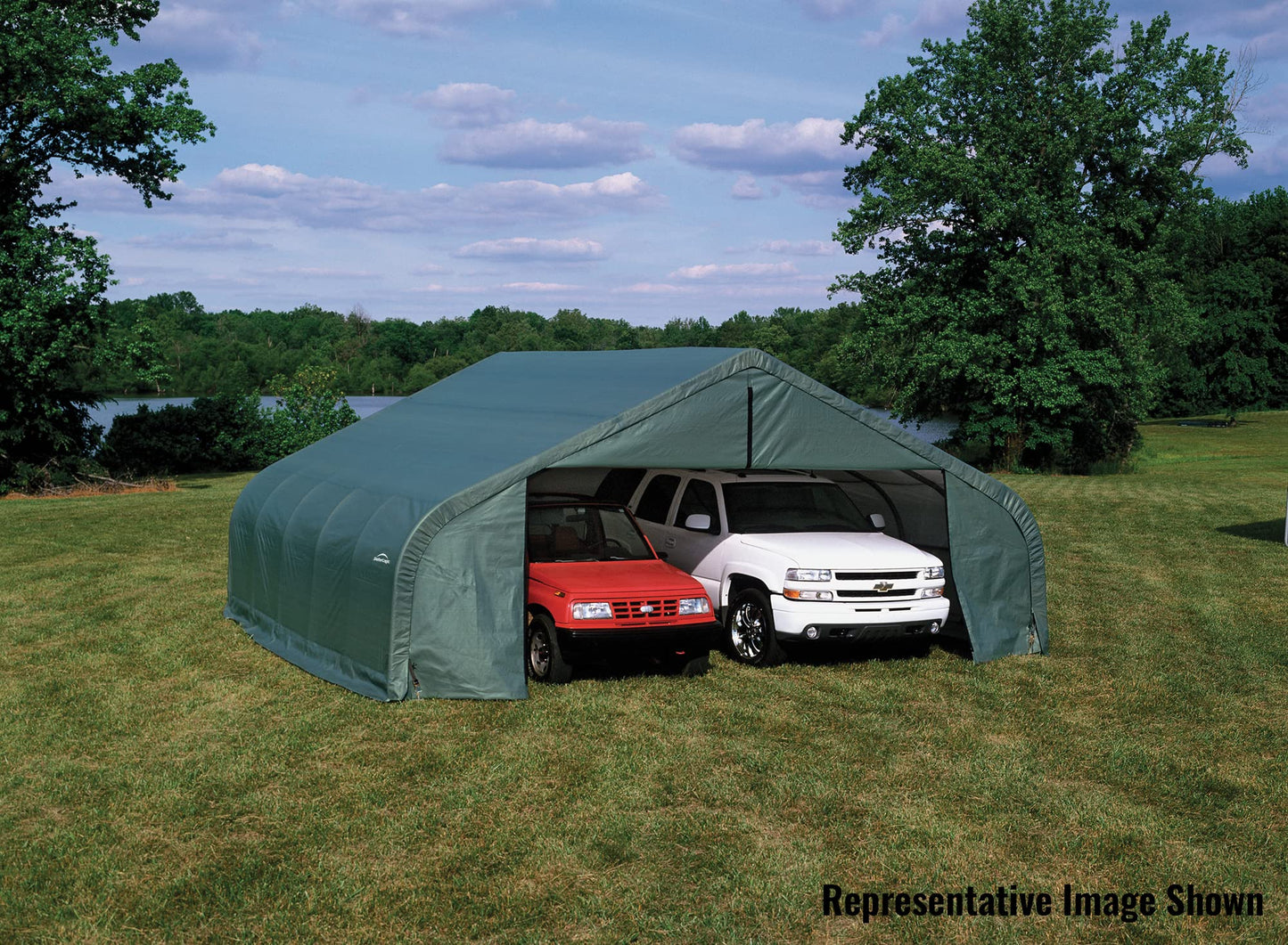 ShelterLogic 82244 Green 22'x28'x12' Peak Style Shelter