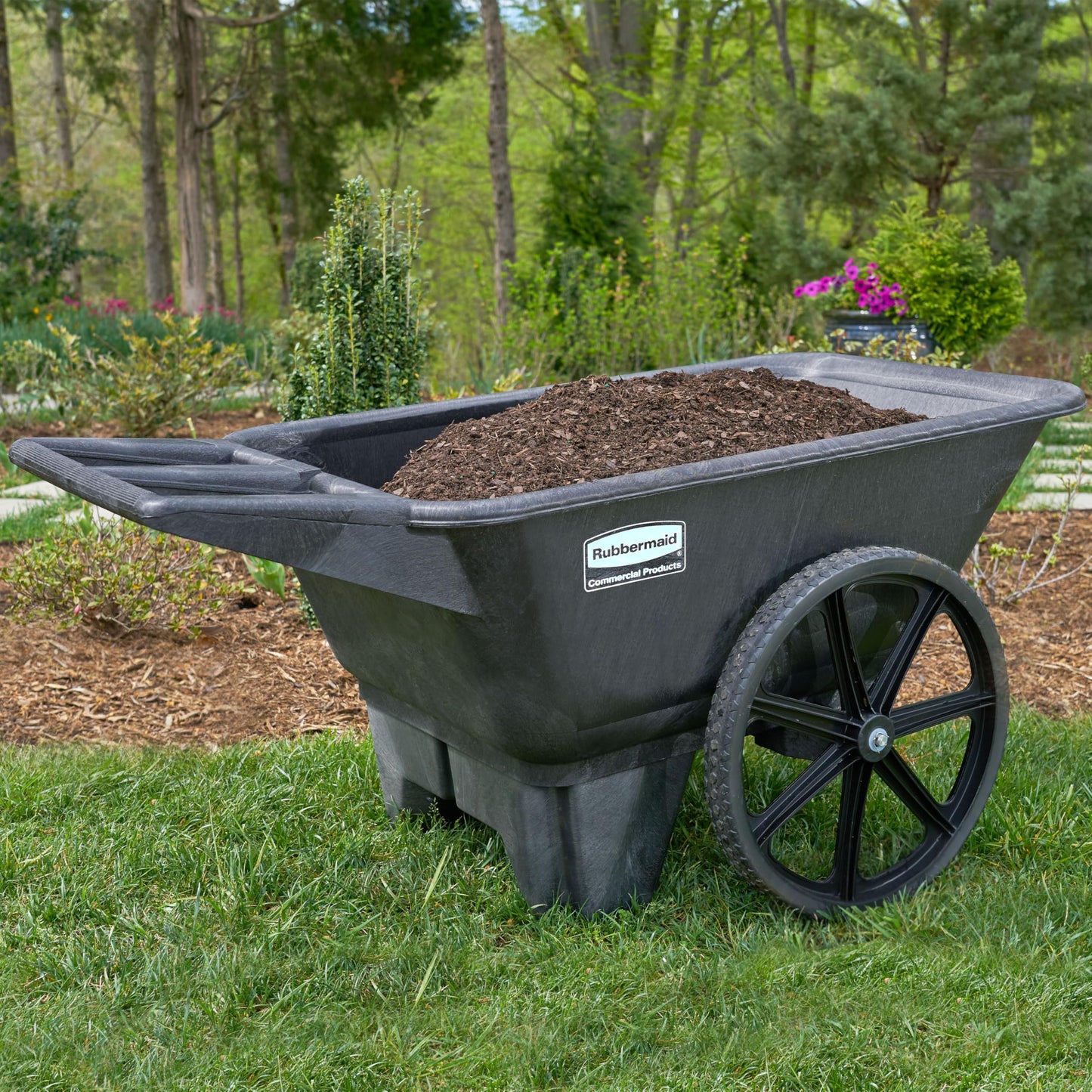 Rubbermaid Commercial Products 8.75 Cubic Foot, All-Weather, Big-Wheel Cart/Yard Cart/Lawn Cart/Wheelbarrow, Yardwork/Landscaping/DIY Projects, Durable/Weather Resistant, Black