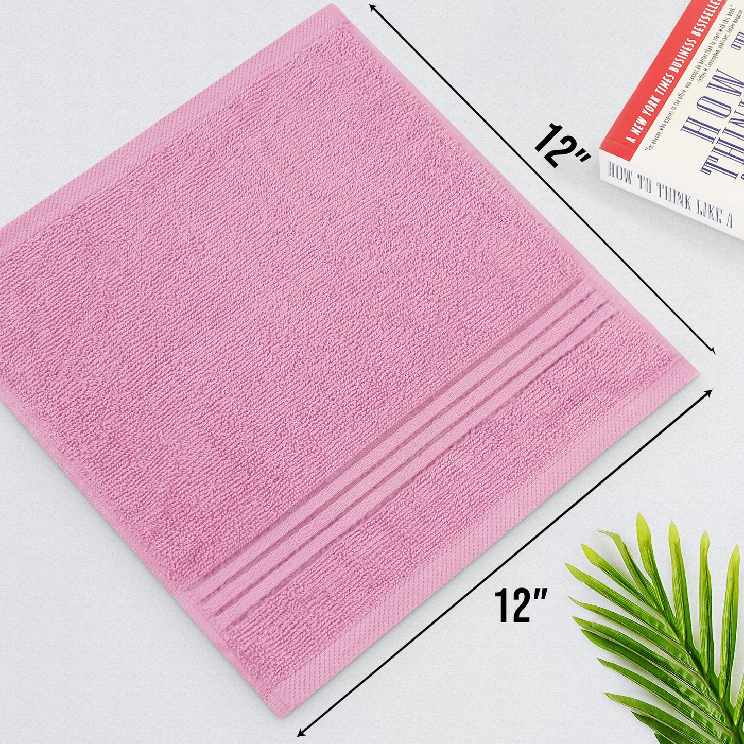 Utopia Towels 12 Pack Premium Wash Cloths Set, 12 by 12 Inches, 100% Cotton Ring Spun, Highly Absorbent and Soft Feel Washcloths for Bathroom, Spa, Gym, and Face, Pink