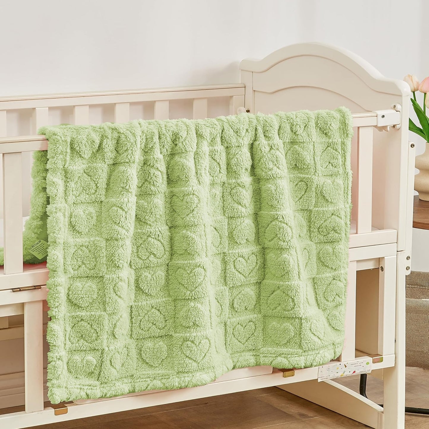 Yurhap Fleece Baby Blanket - Ultra Soft Heart Checkered Design for Boys & Girls | 30”x40” Green