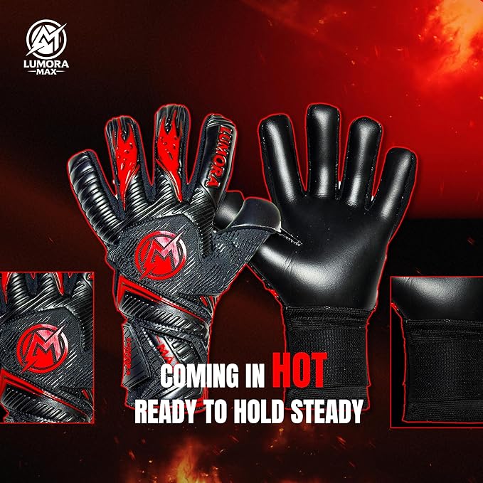 Goalkeeper Gloves-Professional Negative Cut Goalie Gloves with Contact Max Grip, 4mm Foam Padding & Airprene Backhand| No Finger Save, All-Weather Performance. Sizes (7-10)