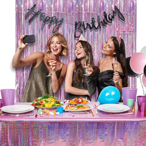 GREATRIL Disposable Pink Party Tablecloth - Rectangle Design for Birthdays & Anniversaries | 54'' x 108'' - 2 Pack