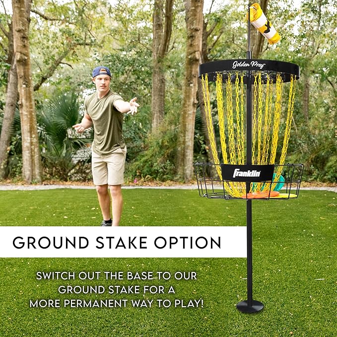 Franklin Sports Disc Golf Baskets - Portable Disc Golf Target with Chains Included - Disc Golf Basket Stand Equipment for Hole + Course Creation