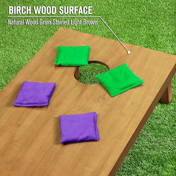 GoSports 4 ft x 2 ft Regulation Size Wooden Cornhole Boards Set - Includes Carrying Case - Full Regulation Size Bean Bag Toss Boards