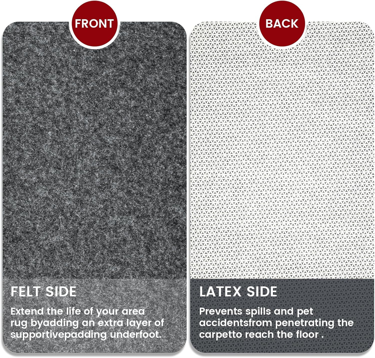 Skiennix Waterproof Rug Pad - Non-Slip Carpet Pad for All Floors | 8x10 ft Felt Pad for Hardwood