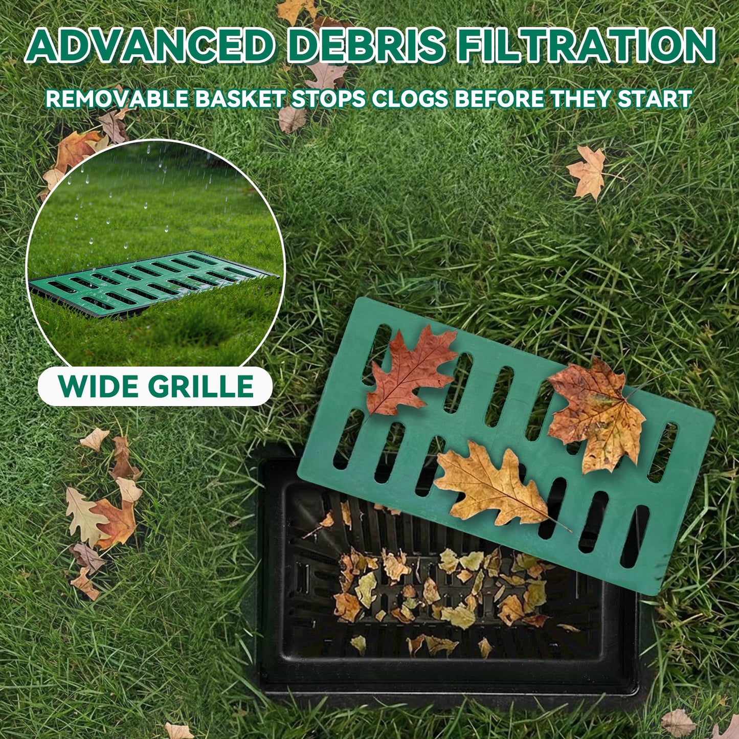 12"x20"x24" Narrow Deep Catch Basin - Space-Saving Sump Drain Box with Debris Filter, Frost-Line Protection for Tight Areas, PP Material, SINK