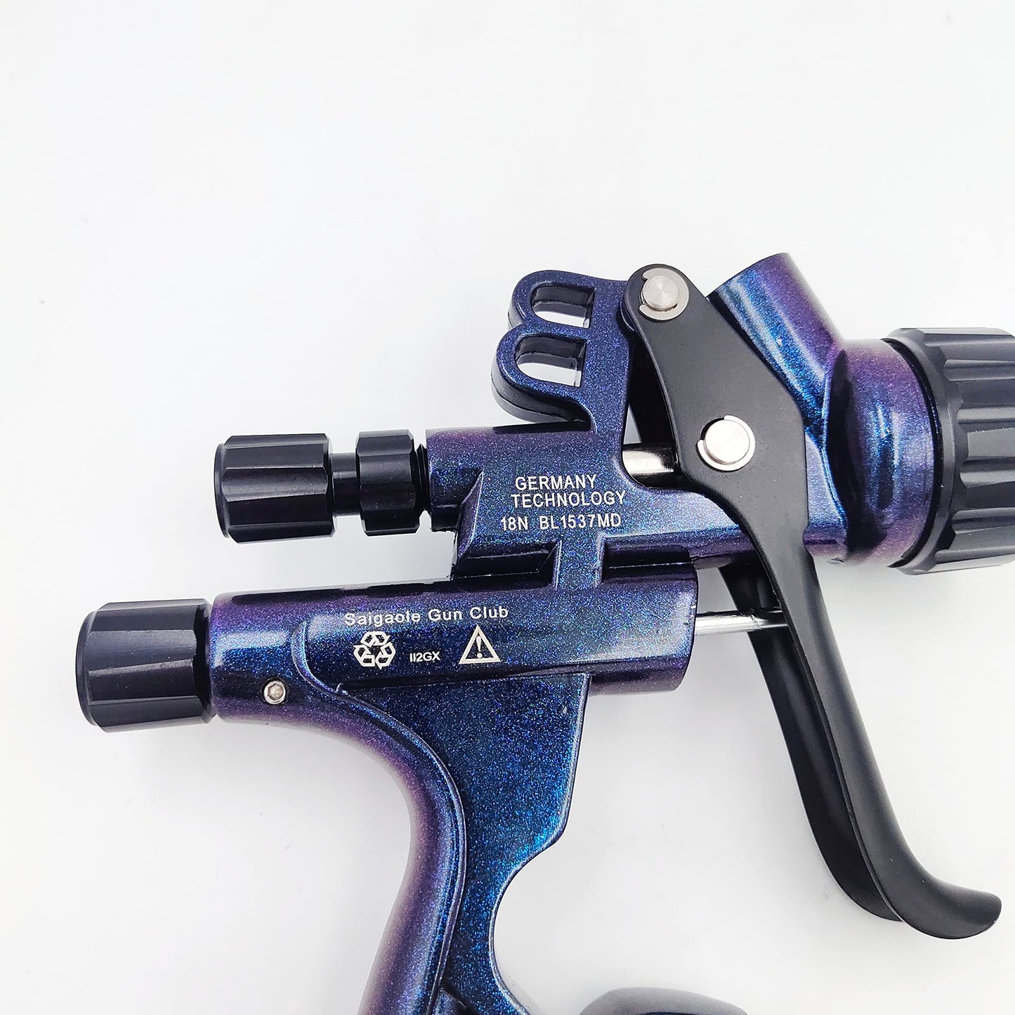HVLP 6800B spray gun 1.3mm with no wash cup and adapter car spayer painting tool spray air paint gun airbrush low pressure 260L/MIn (Blue)