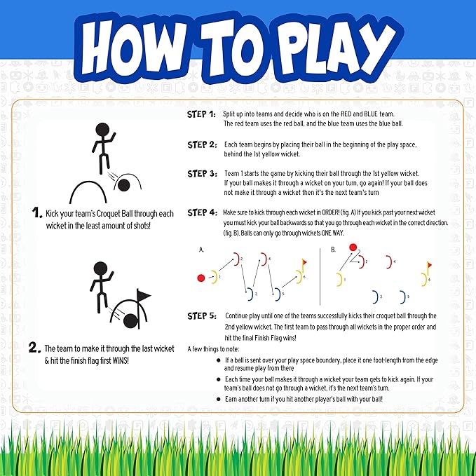 Franklin Sports Kick Croquet Game Set - Perfect for Kids and Adults - Combines Soccer and Croquet - Great for Outdoor Play