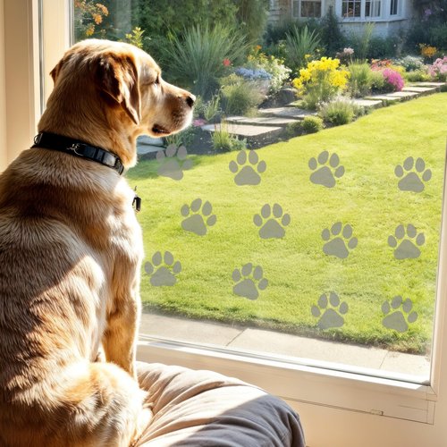 12 x Dog Paw Print Stickers Decals for Glass Doors | 3in x 3in Dog Paw Stickers Sliding Glass Door Decals | Vinyl Awareness Window Clings for Safety Awareness