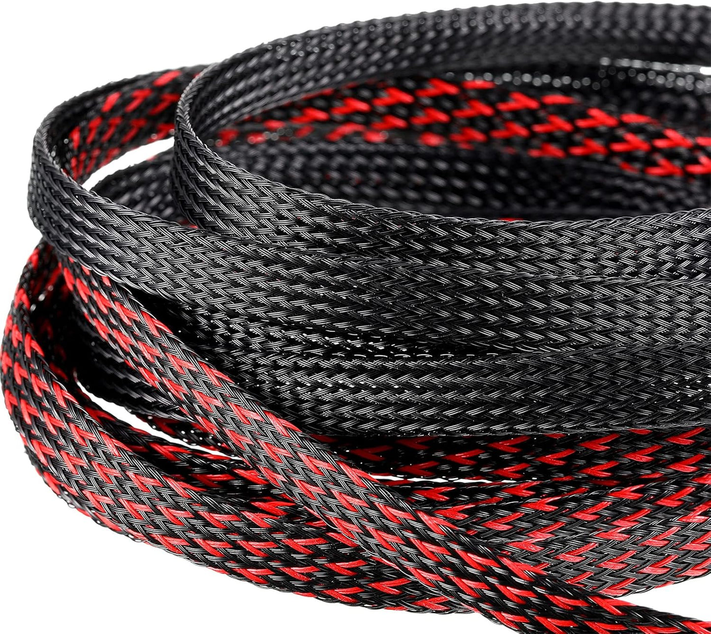 Xuniea 96ft 127 (1/2, 1/4, 3/8 Inch,Black Wire Loom Braided Cable Sleeve Covers Cord Management with Pcs Tube Heat