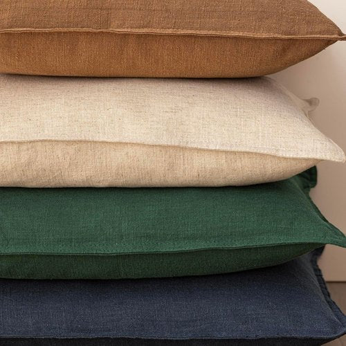 Foindtower Decorative Linen Throw Pillow Covers - Soft Euro Cushion Cases for Farmhouse Decor | 16 x 16 Inch Pine Green (Set of 2)