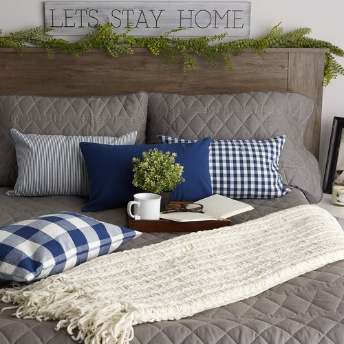 DII Throw Pillow Cover Collection Decorative Cotton Set, Navy, 12x20, 4 Count