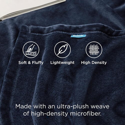 Bedsure GentleSoft Fleece Bed Blanket - Soft, Lightweight, Plush Navy Luxury Blanket | Full Size 84x90 Inches