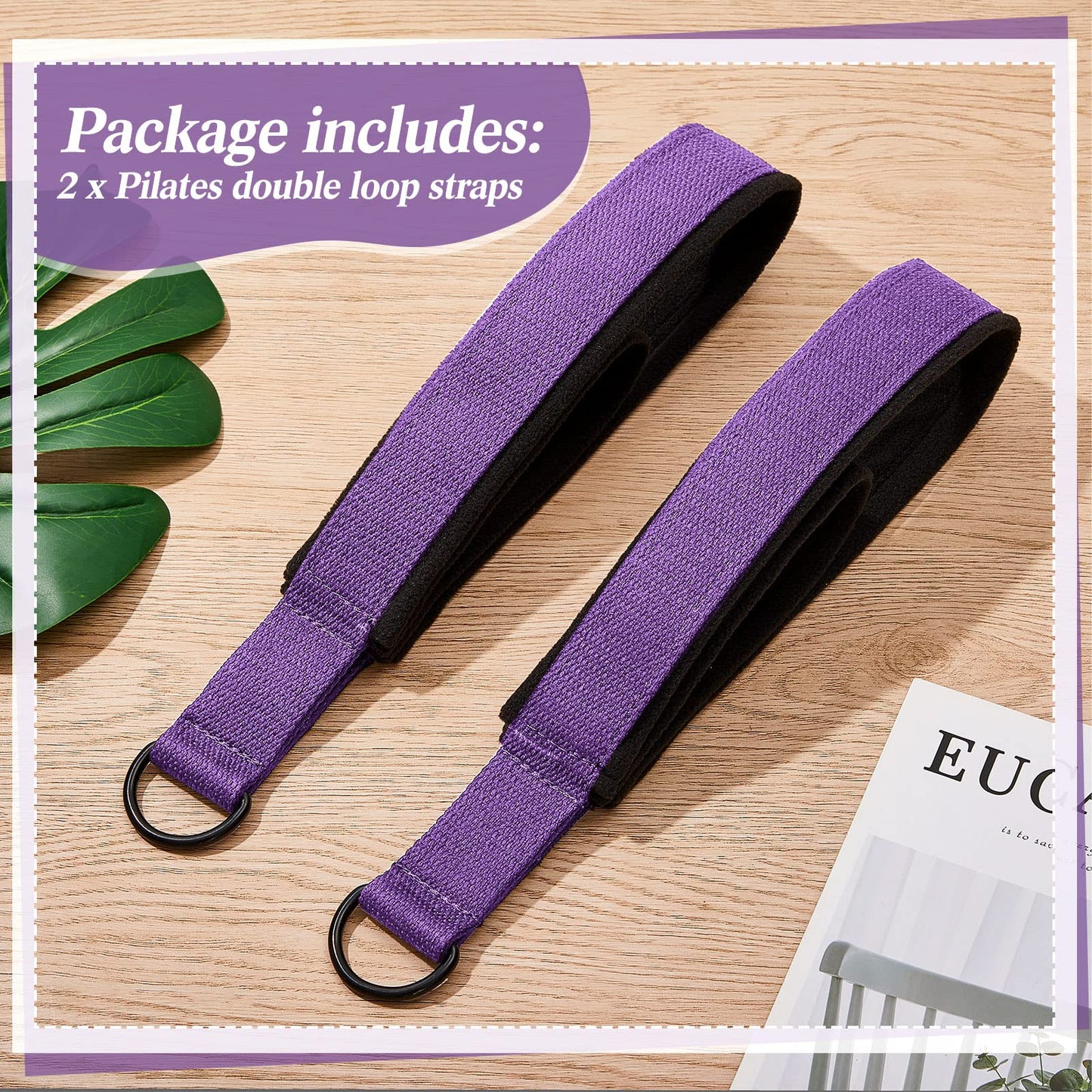 2 Pcs Pilates Double Loop Straps for Reformer Pilates Straps Pilates Equipment Yoga Straps Exercise Straps for Home Gym Workout