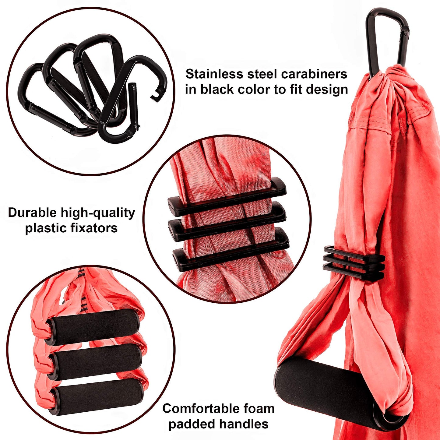 Yoga4You Aerial Yoga Swing Set - Yoga Hammock Hanging Swing - Aerial Sling Inversion Fly Kit - AcroYoga Inversion Tool - Antigravity Yoga Sling - Suspension Trapeze (Coral)