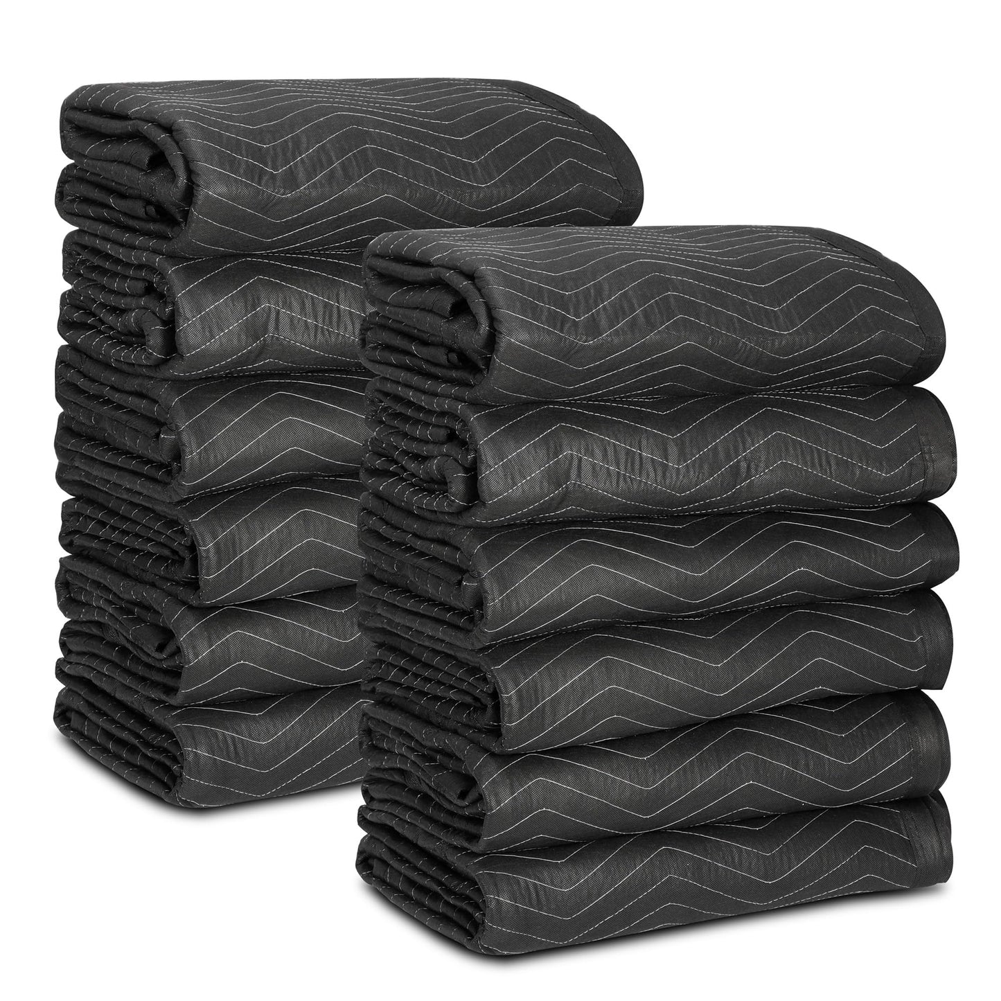12 Moving Packing Blankets 80 x 72 Inches (65 lb/Dozen) Heavy Duty Moving Pads for Protecting Furniture Pro Quilted Shipping Furniture Pads (Black 12PCS)