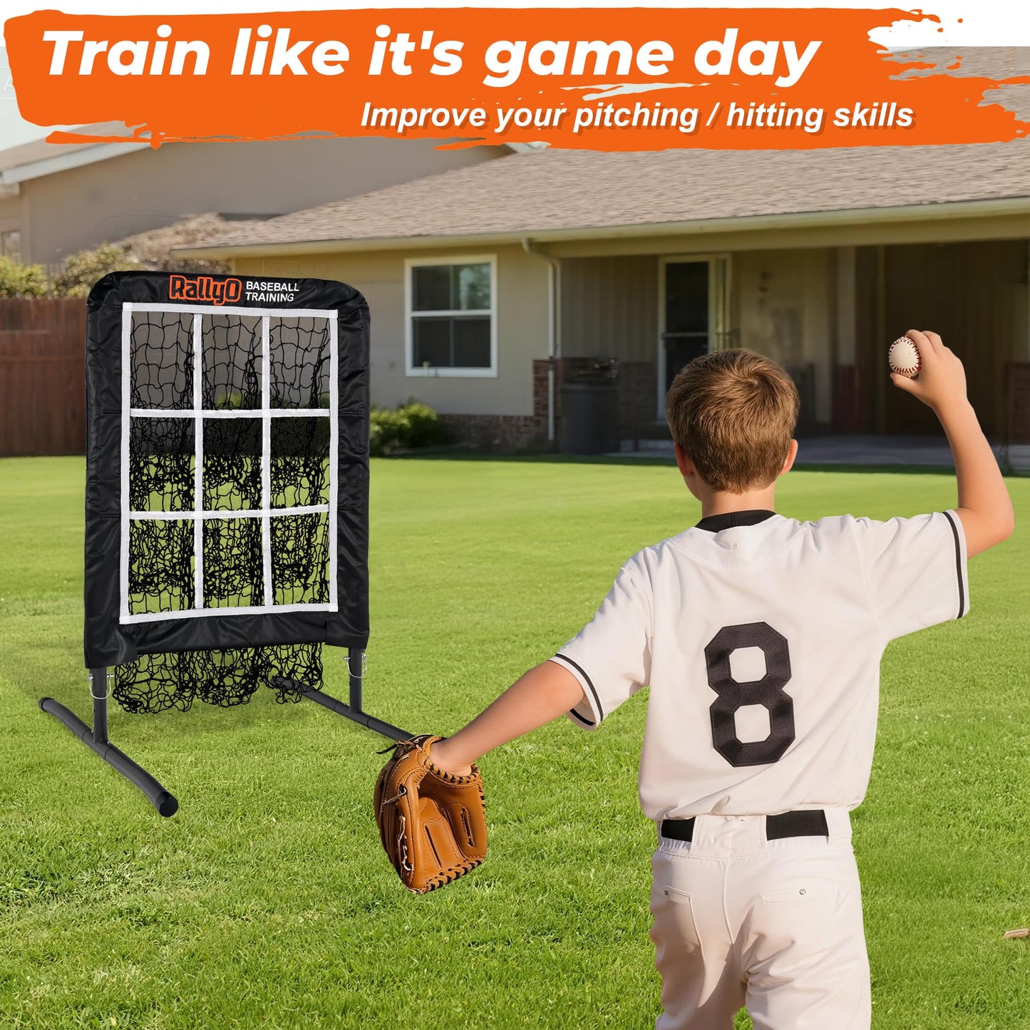 Pitching Net, 9 Hole Baseball & Softball Pitching Net with Strike Zone, Adjustable Pitching Target with 9 Pocket Design, Portable（Training Net）