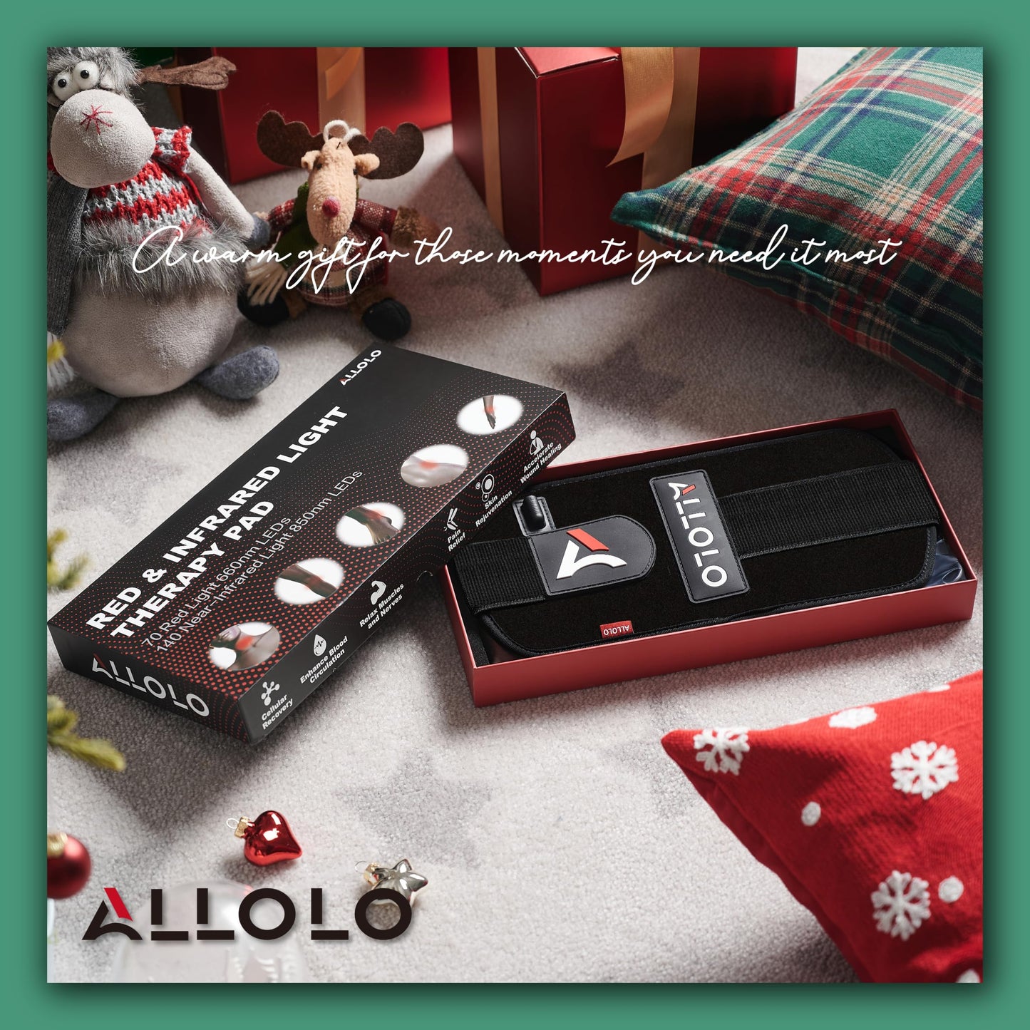 ALLOLO Red Light Therapy for Body, 3 in 1 LEDs Red Light Therapy Belt with Timer Remote Control, 660nm 850nm Infrared Light Therapy Pad for Body Waist Shoulder Knee, 12.6" x 6.3" Large Area