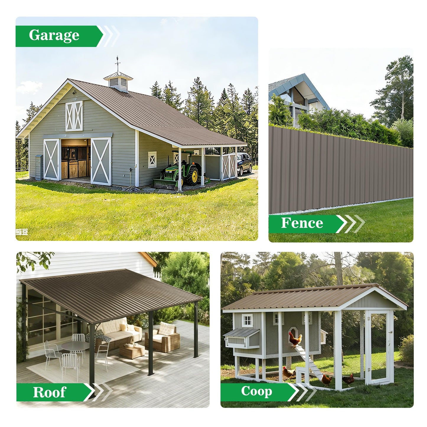 20pcs Metal Roofing Panels, 42.52'' L ×17.72'' W 102.25 ft² Corrugated Metal Sheets, Galvanized Steel Roof Fence Panels for Mobile Homes, Garages, Chicken Coop, Sheds, Stables, Patio, Warm Gray