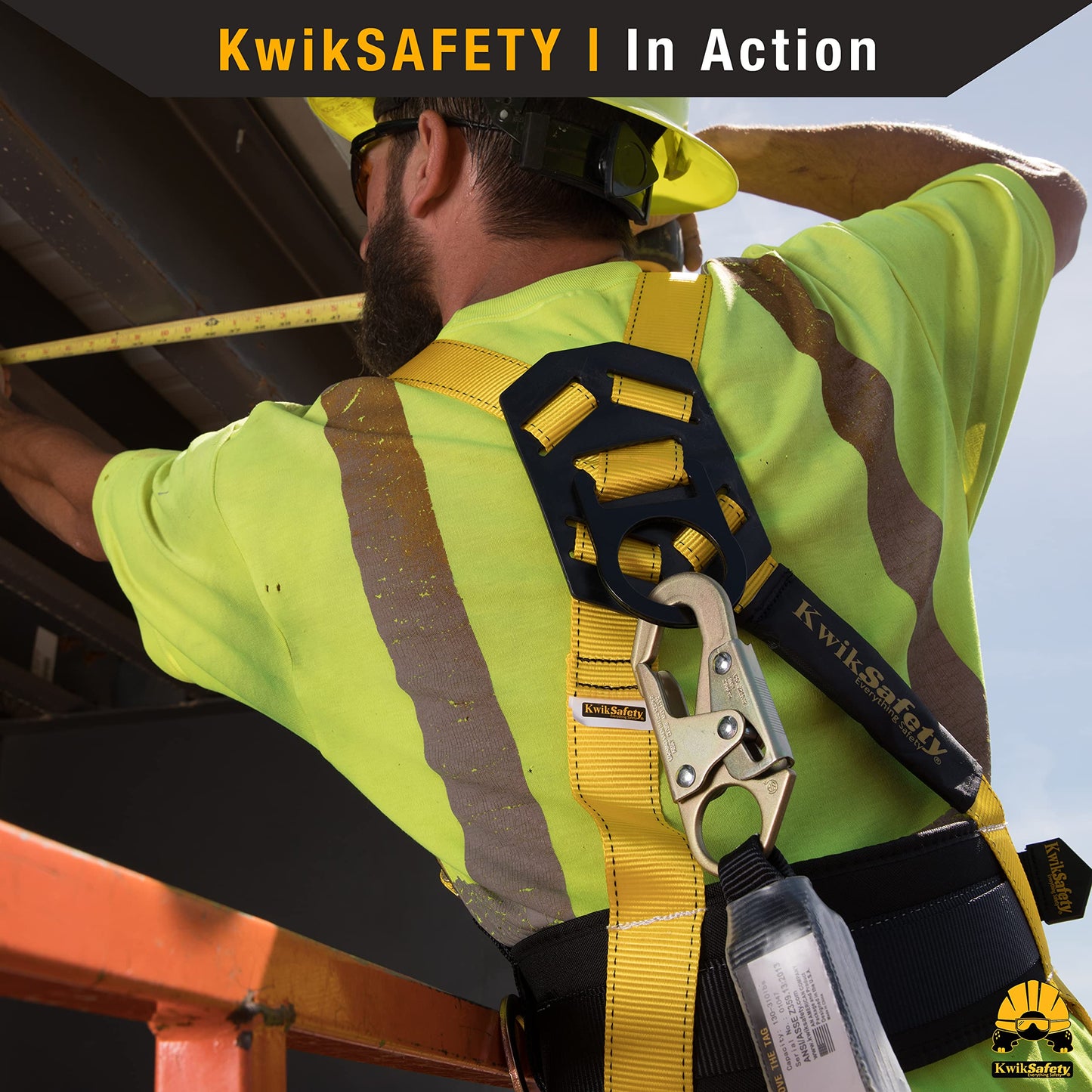 KwikSafety - TAIPAN Safety Lanyard [1 PACK] Flat Safety Harness Lanyard Fall Protection ANSI Tested OSHA