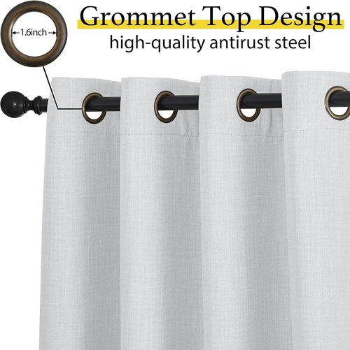 NICETOWN Faux Linen Room Darkening Curtain Valances - Energy Saving Thermal Tiers | Greyish White, 36" Long, 2 Panels