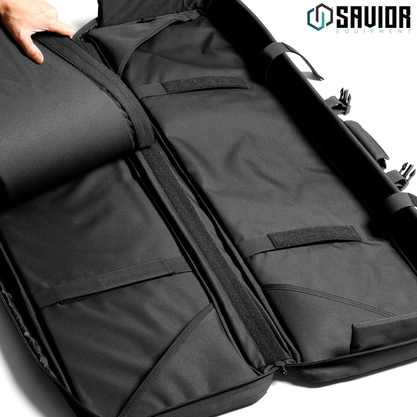 Savior Equipment American Classic Tactical Double Long Gun Bag Pistol Transportation Case w/Backpack Strap, 55 Inch Obsidian Black