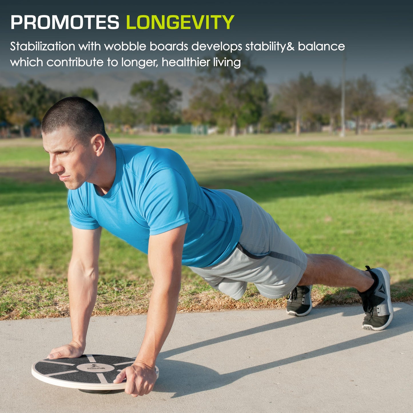 ProsourceFit Wooden Balance Board Non-Slip Wobble Core Trainer 15.75in (39.5cm) Diameter with 360 Rotation for Stability Training, Full Body Exercises, Physical Therapy, Black